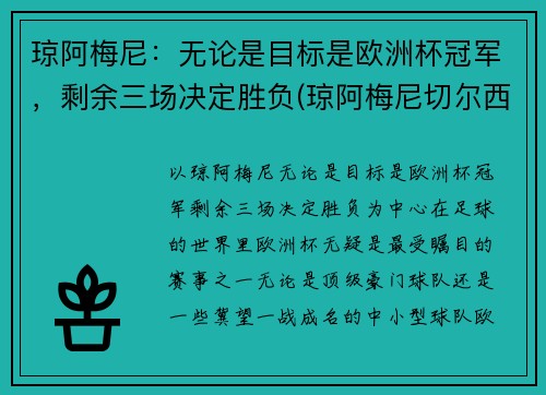 琼阿梅尼：无论是目标是欧洲杯冠军，剩余三场决定胜负(琼阿梅尼切尔西)