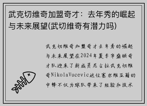 武克切维奇加盟奇才：去年秀的崛起与未来展望(武切维奇有潜力吗)